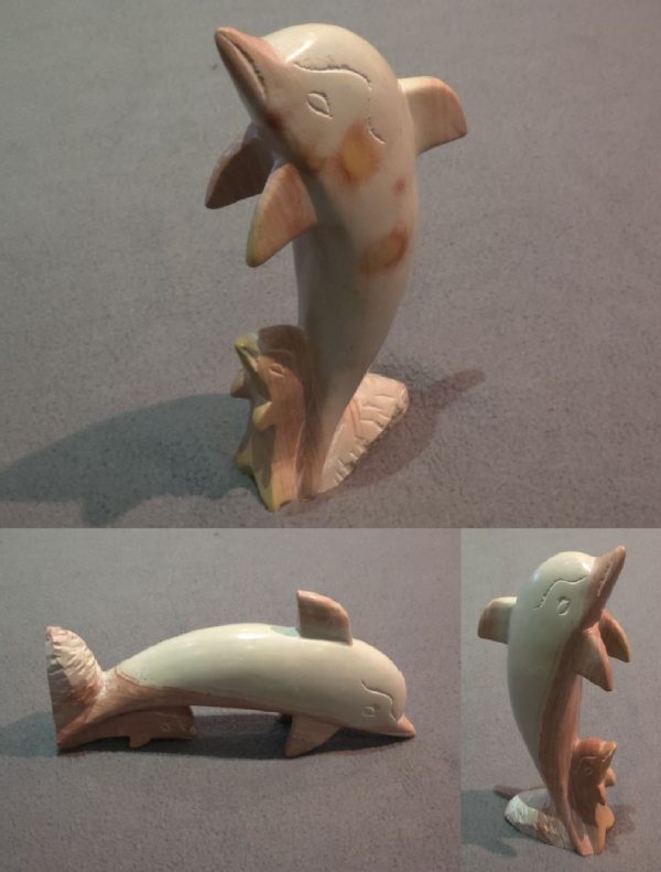 Hand Carved Orange Dolphin